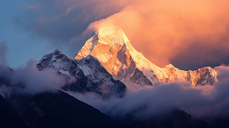 稻城亚丁高山云雾黄昏天空自然风景实拍摄影图,高清,摄影图,摄影图片,图片大全,摄影图免费下载